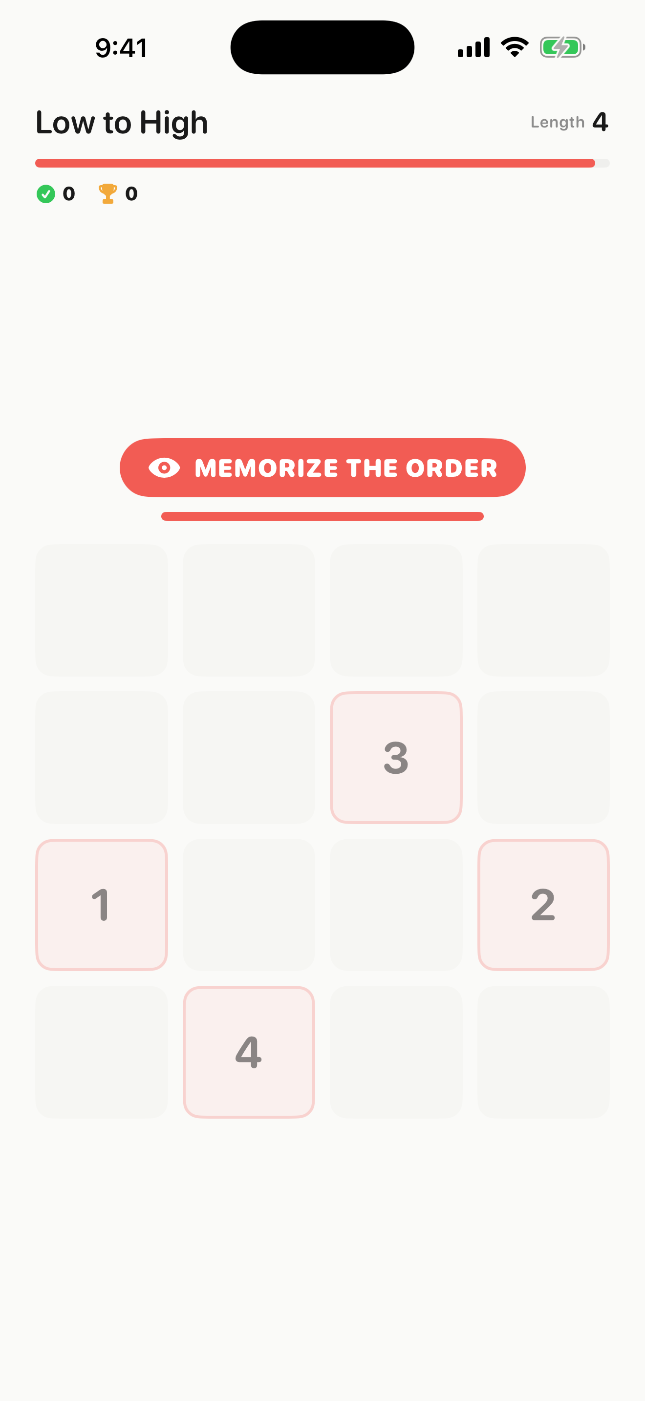 Close view of Sharpn's Low to High memory game